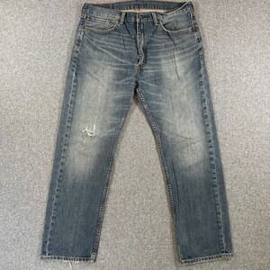 Levis 505 Mens Jeans 36x30 Regular Fit Straight Leg Blue Denim Faded Workwear